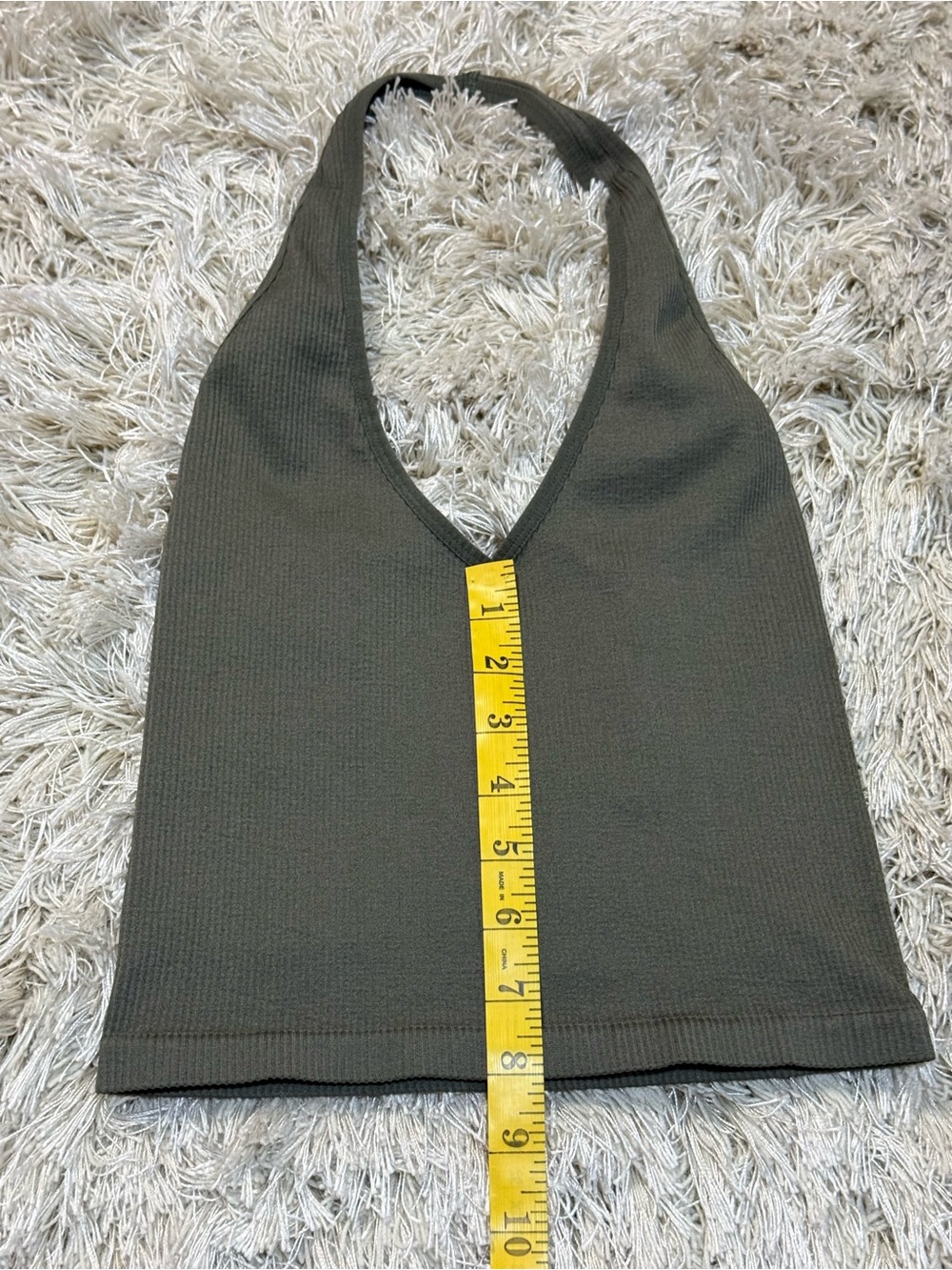 Urban Outfitters Olive Green Ribbed Halter Top Cropped Open Back Small - Picture 9 of 14